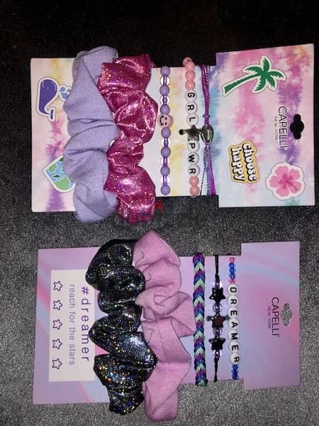 kids accesories, hair bands x2 with 3 bracelets 6