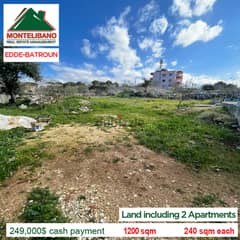 1200 sqm Land !! Including 2 Apartments For Sale in Edde Batroun !!