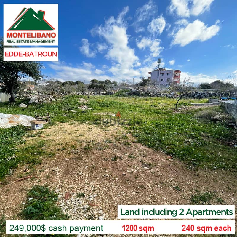 1200 sqm Land !! Including 2 Apartments For Sale in Edde Batroun !! 0