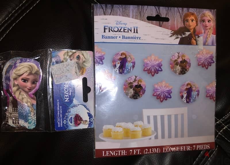 frozen birthday decoration supplies; cupcake toppers and banner/ 1