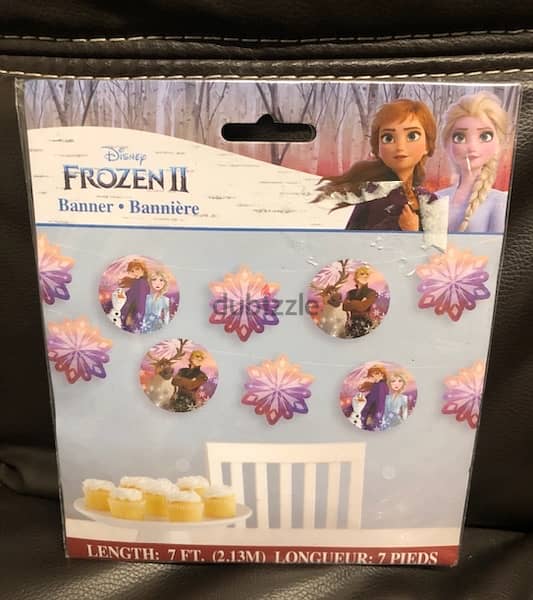 frozen birthday decoration supplies; cupcake toppers and banner/ 4