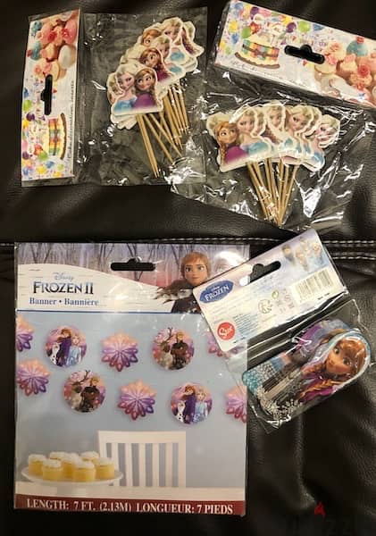 frozen birthday decoration supplies; cupcake toppers and banner/ 6