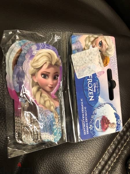 frozen birthday decoration supplies; cupcake toppers and banner/ 7