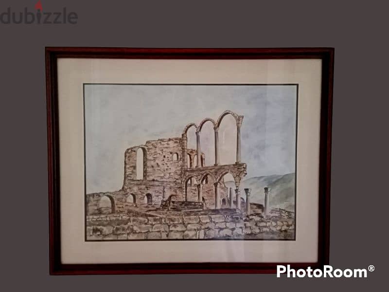 2 old watercolor by Karim el Haje signed and dated 1982 3