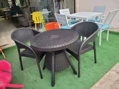 Table + 2 Chairs Rattan