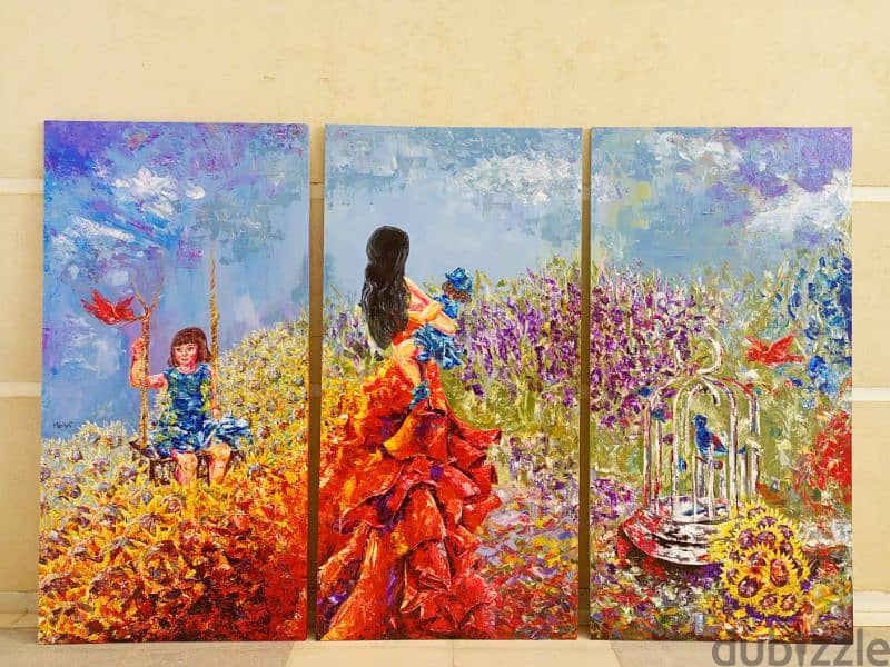 set of 3 huge paintings 0