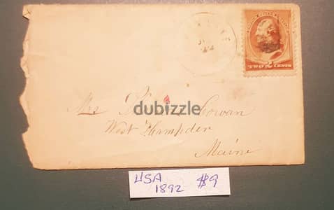 1892 USA mini posted cover to Maine