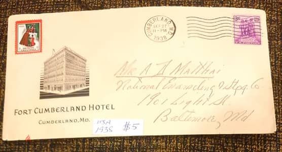 1938 USA posted cover to Baltimore