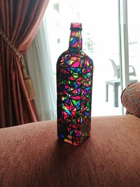 colorful mosaic glass bottle 0