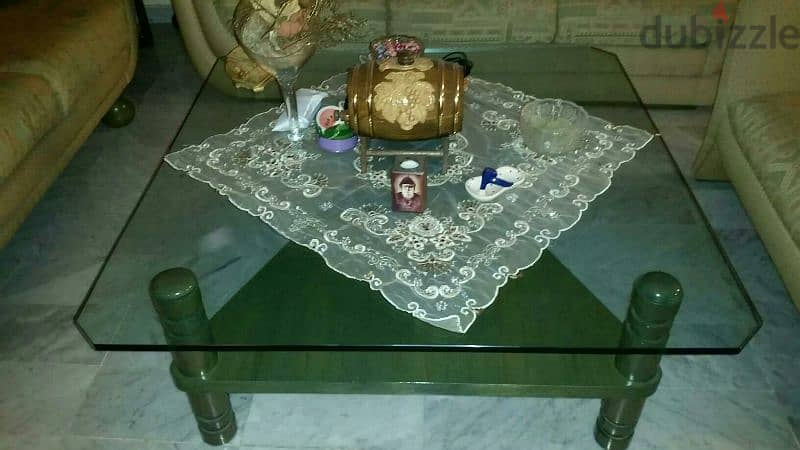 big salon steel like new table glass 2 cm big size 115 cm 5