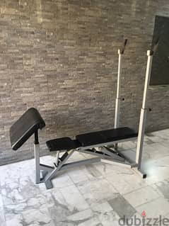 adjustable bench adjustable rack with biceps like new super heavy duty
