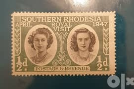 1947 South Rhodesia Royal Visit 1/2 d Q. Elizabeth II revenue 0