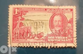 1935 South Rhodesia Silver Jubilee KGV 1d revenue 0