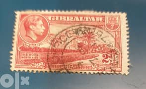 1938 Gibraltar 2d KGVI revenue hinged stamp 0