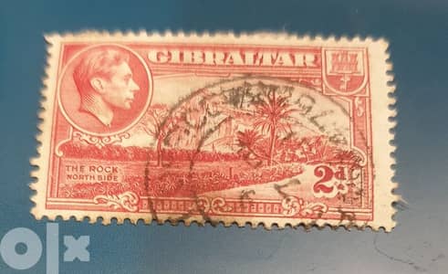 1938 Gibraltar 2d KGVI revenue hinged stamp