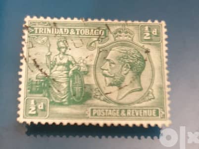 1922 Trinidad and Tobago KGV badge of the colony 1/2d stamp