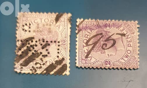 1895 Victoria Australia overprint 2x  two Pence lilac stamp