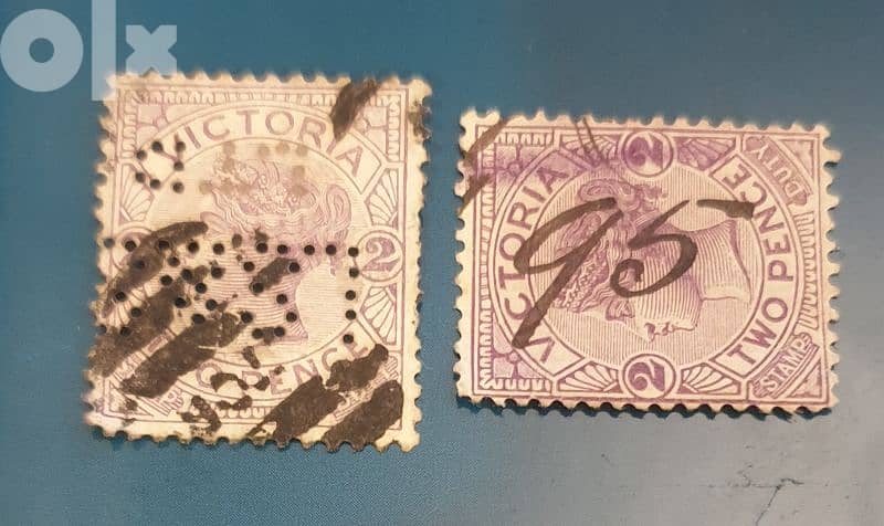 1895 Victoria Australia overprint 2x  two Pence lilac stamp 0