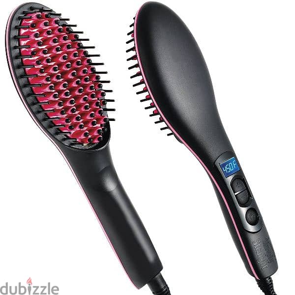 Simply Straight Ceramic Hair Straightening Brush, Black/Pink 1