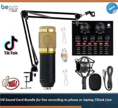 V8 Sound Card Bundle for live recording to phone or laptop,Tiktok Live