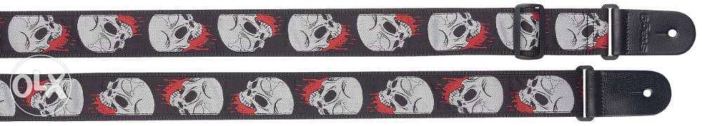 Stagg Woven nylon guitar strap with "Skull n' Blood" pattern