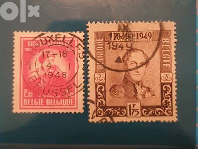 1948-1949 Belgium set of two old stamps