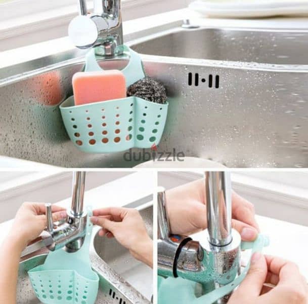 silicone kitchen sink tools storage hanging basket 1