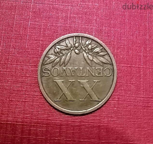 1967 Portugal 20 Centavos Portuguese shield cross 0