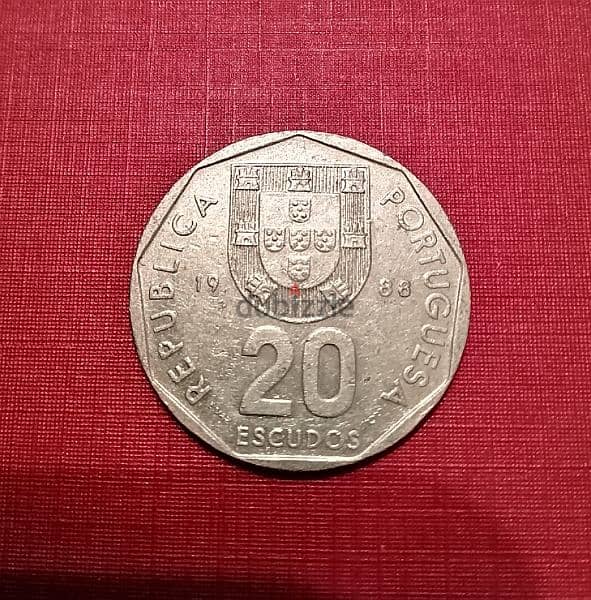 Portugal 20 Escudos 1988 Nautical Compass coin 1