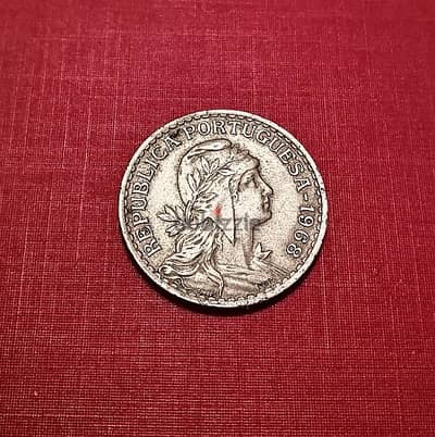 1968 Portugal 1 Escudo Liberty head. KM# 578