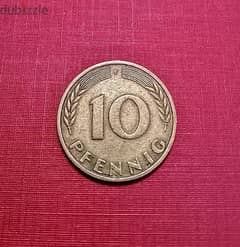 1950 Germany 10 Pfennig VF. KM# 108