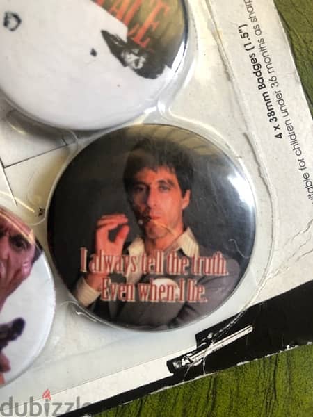 collectibles 4 Badge Pack, SCARFACE ,Pack 1, (4 x 38mm Badges 2