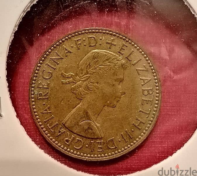 1966 England Half Penny Q. Elizabeth II 1