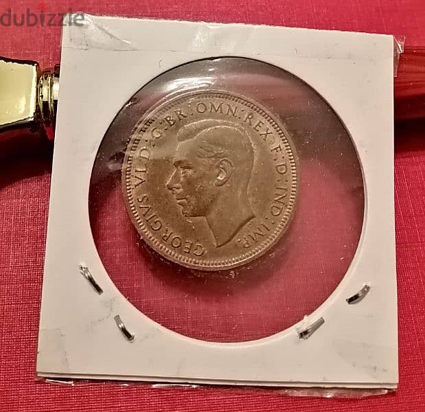 1942 England WW2 King George VI Half Penny 0