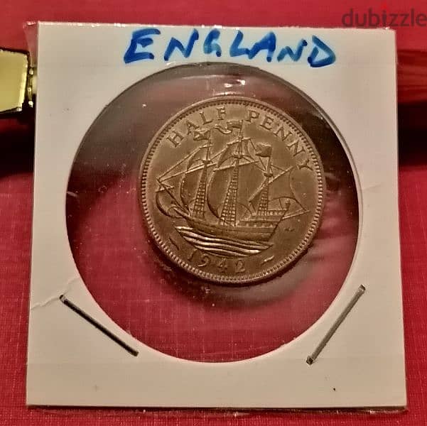 1942 England WW2 King George VI Half Penny 1