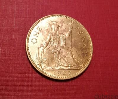 1967 England large Penny coin Q. Elizabeth II