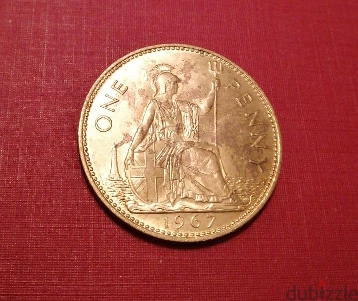 1967 England large Penny coin Q. Elizabeth II 0