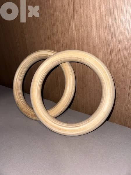 Dip bars with gymnastics/calisthenics wooden rings 3