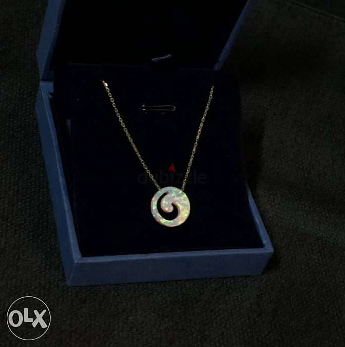 GOLD Necklace, with pink piece, 18 عيار, new & not used 2