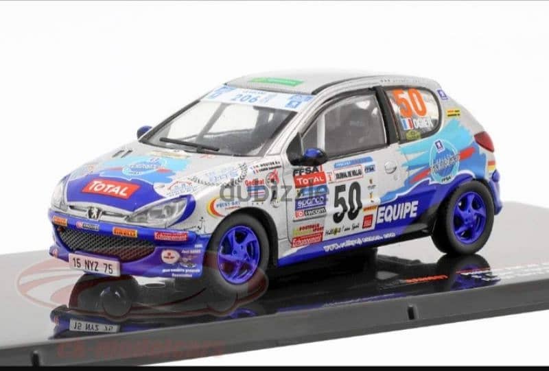 Peugeot 206 XS (Rally Terre Cardabelles '06) diecast car model 1;43. 1