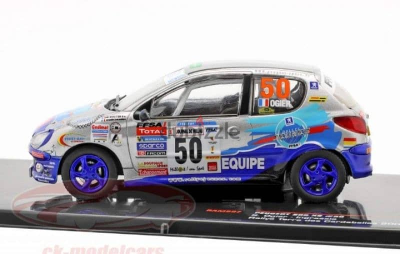 Peugeot 206 XS (Rally Terre Cardabelles '06) diecast car model 1;43. 2