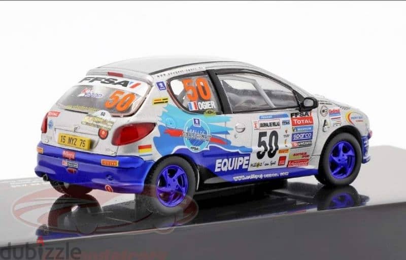 Peugeot 206 XS (Rally Terre Cardabelles '06) diecast car model 1;43. 3