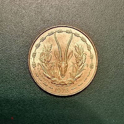 West Africa state 5 Francs 1976 tete de Gazelle