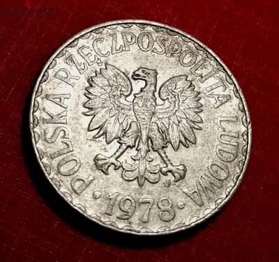 1978 Poland 1 Zlotych old coin