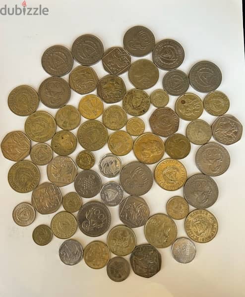 Mixed Lot of 57 Old Cyprus Coins 0