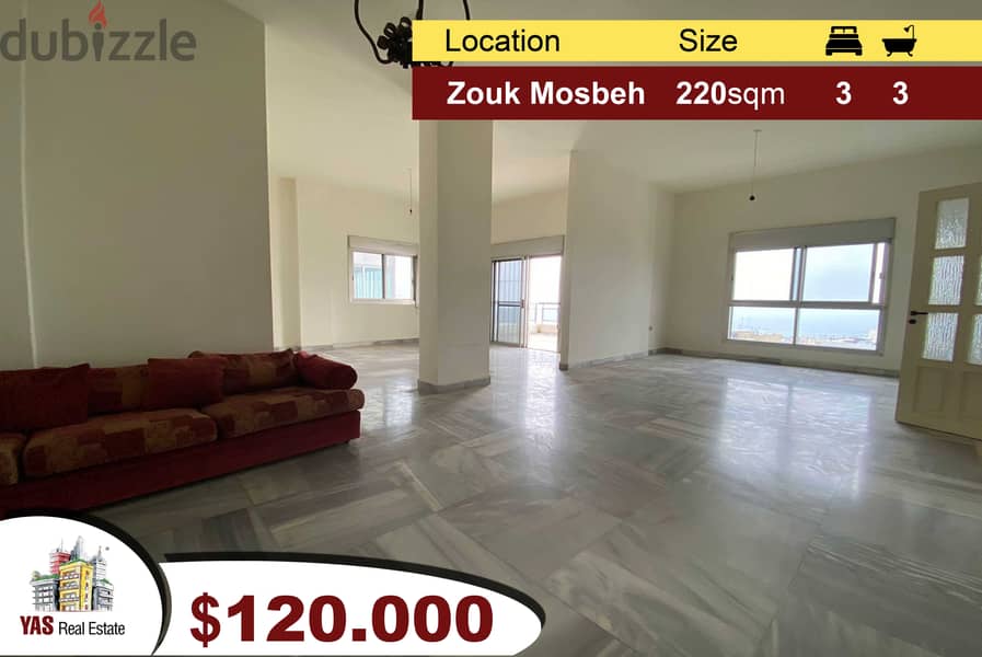 Zouk Mosbeh 220m2 + 70m2 Terrace | Bright Flat | Rarely Used | View | 0
