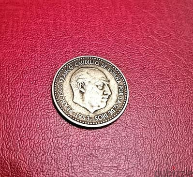 1953 Spain one Peseta Francisco Franco KM# 775