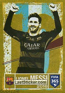 LIONEL MESSI Barcelona Golden Foil Sticker 2016 Fifa 365 Panini #3 0