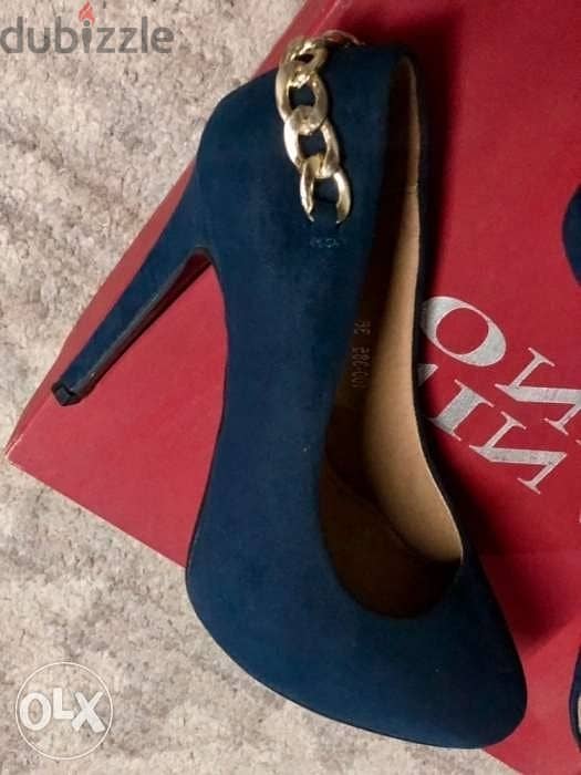 Women shoes, navy color, high heels, mokhmal 6