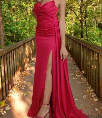 fushia satin dress